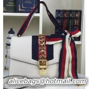 Practical Cheap Gucci Sylvie Leather Shoulder Bag 421882 White