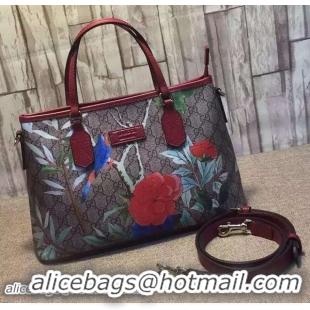 Luxury Cheapest GUCCI GG Supreme Hummingbirds Tote Bag 429019 Red