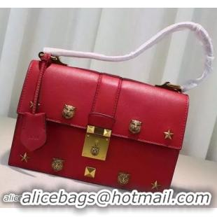 Low Cost Gucci Cat Lock Leather Top Handle Bag 421997 Red