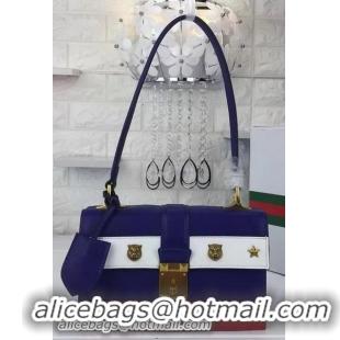 Famous Brands Gucci Cat Lock Leather Top Handle Bags 421997 Blue