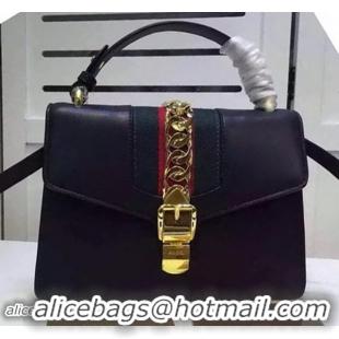 Top Discount Gucci Sylvie Leather Top Handle Bag 431665 Black