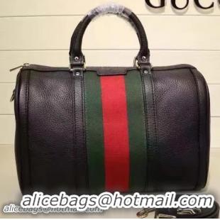 Crafted Gucci Leather Medium Boston Bag 247205 Black