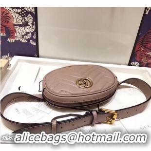 Luxury Guuci GG Marmont Matelasse Leather Belt Bag 476437 Nude Pink 2017