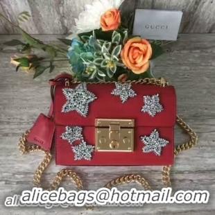 Cheap Price Gucci Padlock Studded Leather Shoulder Bag 432182p Red