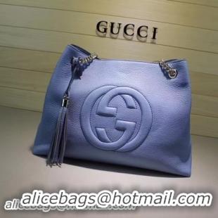 Popular Style Gucci Soho Medium Tote Bag Calfskin Leather 308982 Blue