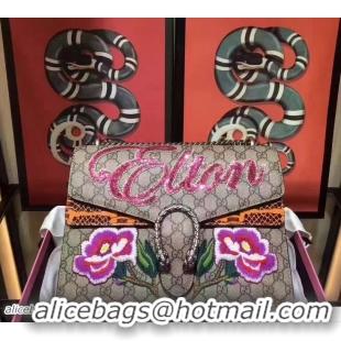 Classic Gucci Dionysus GG Supreme Embroidered Floral Elton Sequin Applique Shoulder Bag 471212//400235/403348 2017