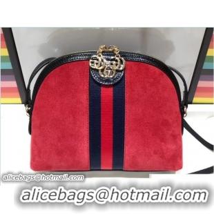 Perfect Gucci Domed Shape Ophidia GG Small Shoulder Bag 499621 Suede Red 2018