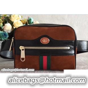 Discount Gucci Brown Suede Web Belt Bag 501335 Spring 2018