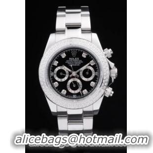 Rolex Daytona Mechanism Silver Bezel Black 39mm Watch-RD4014