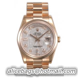 Rolex Day-Date Series Mens Automatic 18kt Rose Gold Wristwatch 118205-MTDP