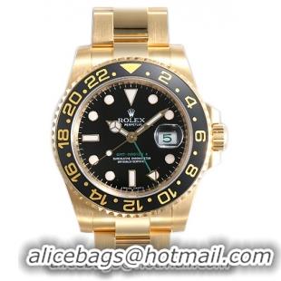 Rolex GMT Master II Series Mens Automatic 18kt Yellow Gold Wristwatch 116718-BKSO