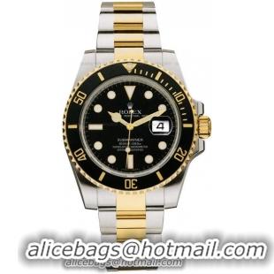 Rolex Submariner Date Series Mens Automatic 18k Yellow Gold Wristwatch 16613BK