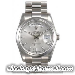 Rolex Day-Date Series Mens Automatic 18kt White Gold Wristwatch 118209-SSP