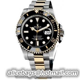 Rolex Submariner Series 18k Yellow Gold Oyster Bracelet Mens Wristwatch 116613-BKSO