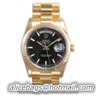 Rolex Day-Date Series Mens Automatic 18kt Yellow Gold Wristwatch 118238-BKSP