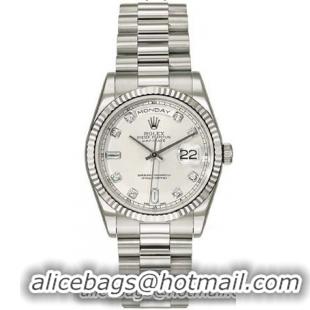 Rolex Day-Date Series Mens Automatic 18kt White Gold Wristwatch 118239-SD