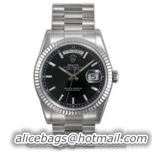 Rolex Day-Date Series Mens Automatic 18kt White Gold Wristwatch 118239-BKSP