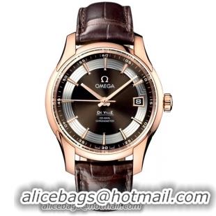 Omega De Ville Hour Vision 18k Rose Gold Mens Wristwatch 431.63.41.21.13.001