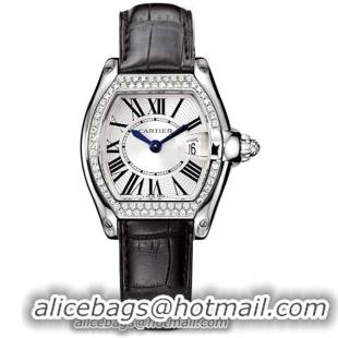 Cartier Roadster Series 18k White Gold Ladies Swiss Quartz Wristwatch-WE500260