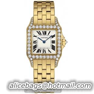 Cartier Santos Demoiselle 18k Yellow Gold Ladies Swiss Quartz Wristwatch-WF9001Y7