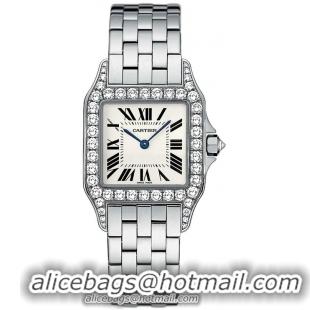 Cartier Santos Demoiselle 18k White Gold Ladies Swiss Quartz Wristwatch-WF9003Y8