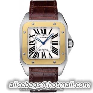 Cartier Santos 100 18kt Yellow Gold and Steel Automatic Mens Wristwatch-W20072X7