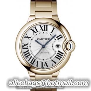 Cartier Ballon Bleu Large Series Wonderful 18k Rose Gold Mens Automatic Wristwatch-W69006Z2