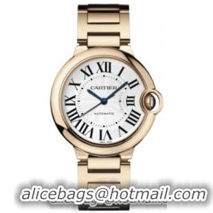 Cartier Ballon Bleu Medium Series Wonderful 18k Yellow Gold Unisex Automatic Wristwatch-W69003Z2