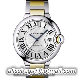 Cartier Ballon Bleu Large Series Great Stainless Steel and 18k Yellow Gold Mens Automatic Wristwatch-W69009Z3