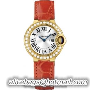 Cartier Ballon Bleu Small Series Great 18k White Gold Set With Diamonds Ladies Swiss Quartz Wristwatch-WE900151