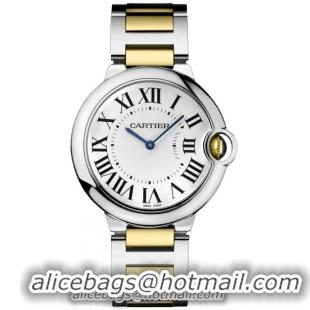 Cartier Ballon Bleu Medium Series Wonderful 18k Yellow Gold and Steel Unisex Swiss Quartz Wristwatch-W69008Z3