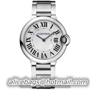 Cartier Ballon Bleu Medium Series Wonderful Stainless Steel Unisex Swiss Quartz Wristwatch-W69011Z4