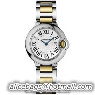 Cartier Ballon Bleu Small Series Beautiful Stainless Steel Ladies Swiss Quartz Wristwatch-W69007Z3