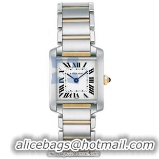 Cartier Tank Francaise Fashionable Stainless Steel Ladies Swiss Quartz Wristwatch-W51007Q4