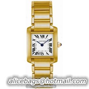 Cartier Tank Francaise Fashionable 18k Yellow Gold Ladies Swiss Quartz Wristwatch-W50002N2