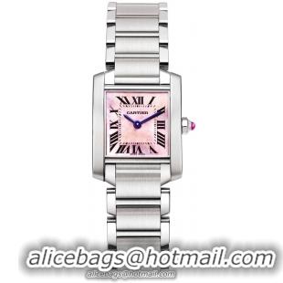 Cartier Tank Francaise Series Fashionable Stainless Steel Ladies Swiss Quartz Wristwatch-W51028Q3