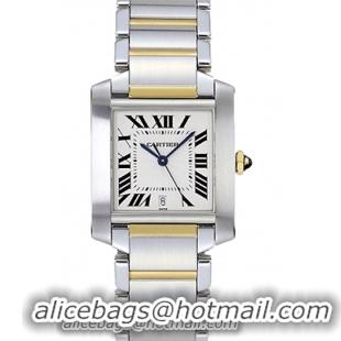 Cartier Tank Francaise Series 18k Yellow Gold and Stainless Steel Mens Swiss Quartz Wristwatch-W51005Q4