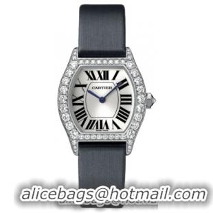 Cartier Tortue Fashionable 18kt White Gold Ladies Manual Winding Wristwatch-WA507231