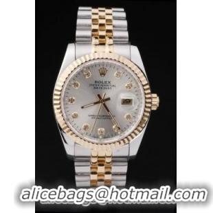 Rolex Datejust Golden Cutwork White Surface Watch-RD2369