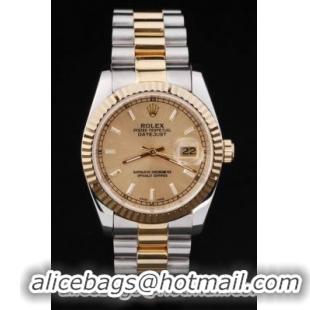 Rolex Datejust Golden Cutwork Stainless Steel Men Watch-RD2404