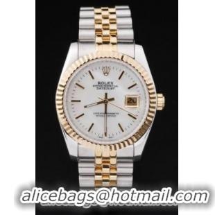 Rolex Datejust Golden Round Cutwork White Watch-RD2362