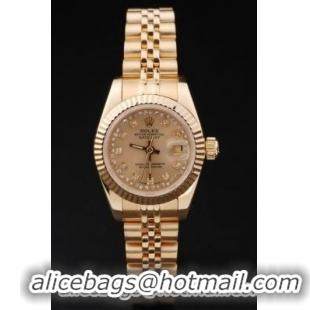 Rolex Datejust Mechanism Golden Cutwork Women Watch-RD2373