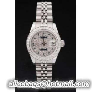 Rolex Datejust Mechanism Silver Diamond Surface Watch-RD2435