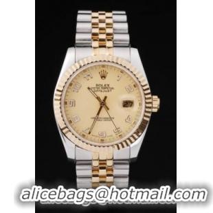 Rolex Datejust Stainless Steel Golden Surface Watch-RD2385