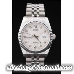 Rolex Datejust Stainless Steel White Cutwork Watch-RD2389