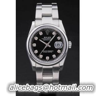 Rolex Datejust Stainless Steel Black Watch-RD3876