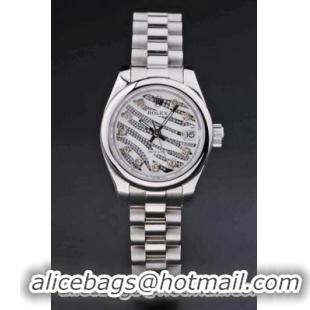 Rolex Datejust Silver Cutwork Women 25mm Watch-RD3769