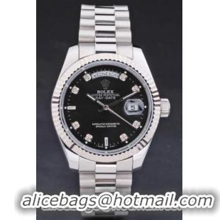 Rolex Day-Date 33 mm Black Surface Cutwork Watch-RD2883