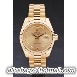 Rolex Day-Date 33 mm Gold Cutwork Watch-RD2946