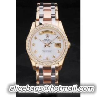 Rolex Day-Date Diamond Cutwork 37mm White Men Watch-RD3837